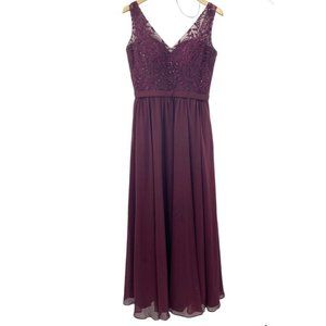 KENNEDY BLUE Wren Bordeaux Vneck Formal/ Bridesmaid/Prom Dress Size 10